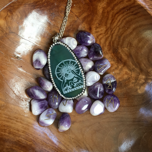 Bunny Saint Green Agate Pendant